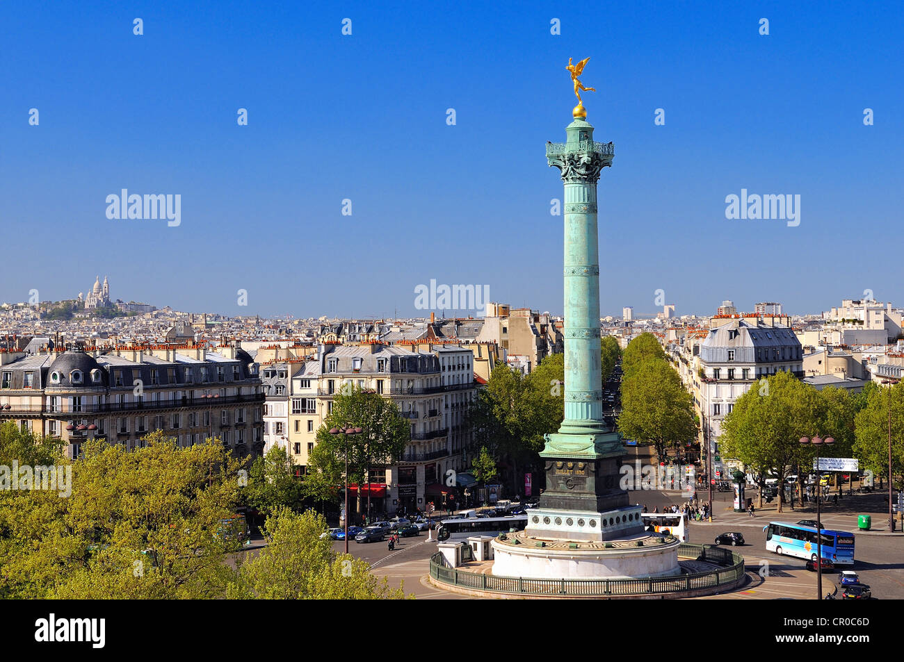 France, Paris, Bastille square and the column of Juillet Stock Photo