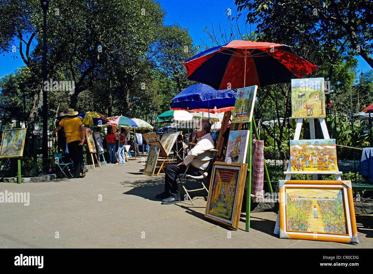 Mexico, Federal District, Mexico City, San Angel District, Plaza San Jacinto, Del Sabado Bazaar, paintings market Stock Photo
