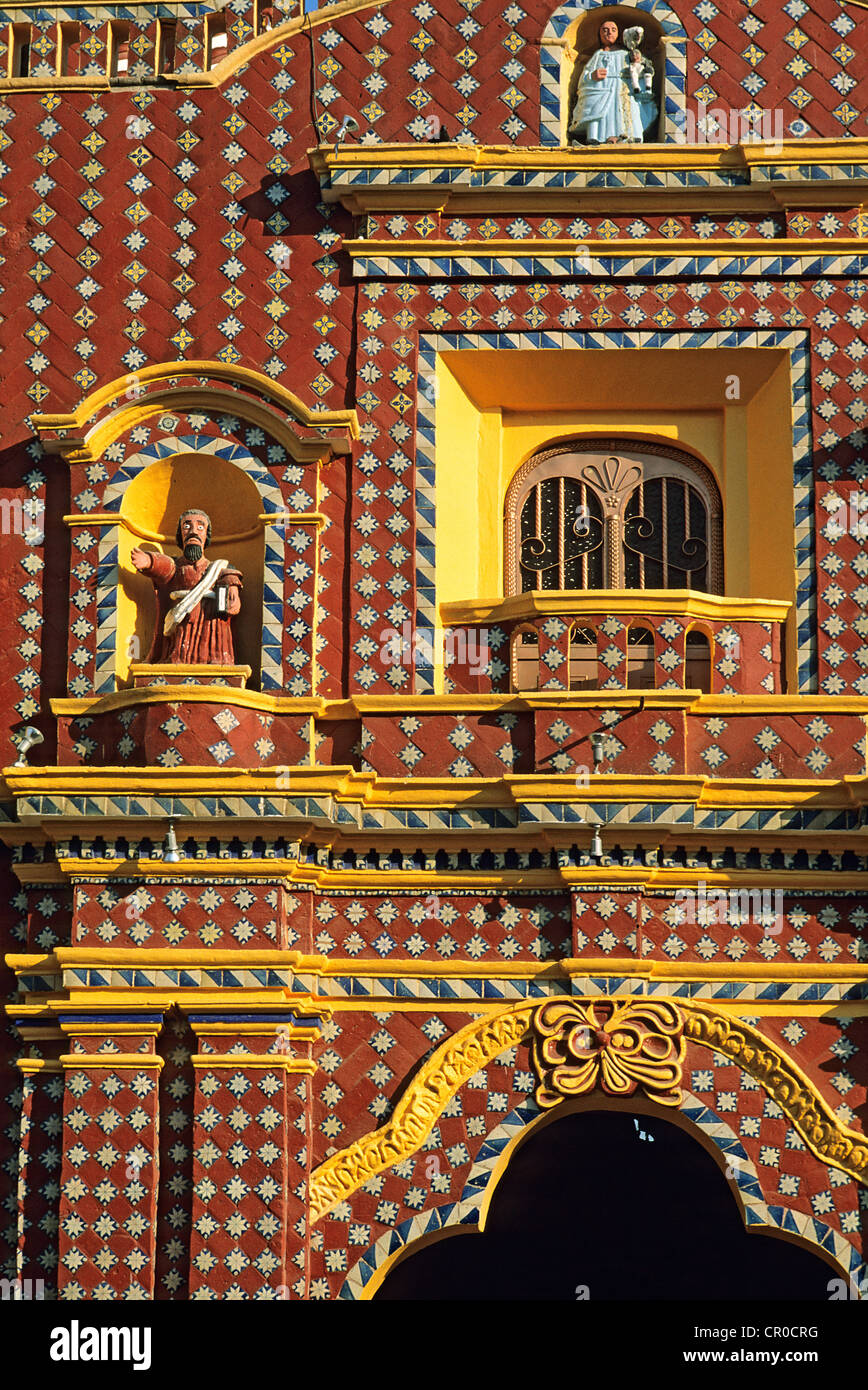 Mexico, Puebla State, Tonantzitla, facade of the Santa Maria Church Stock Photo