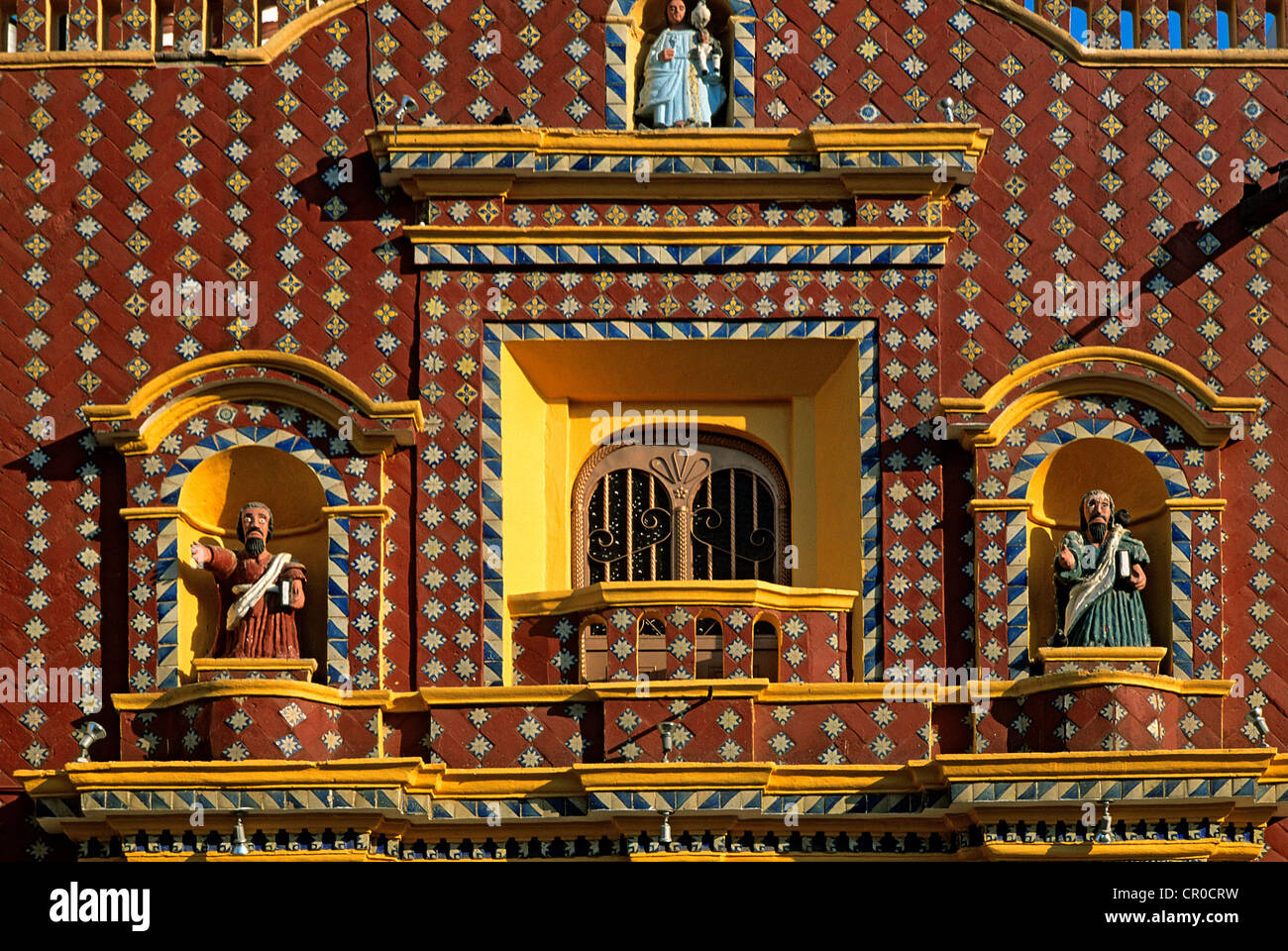 Mexico, Puebla State, Tonantzitla, facade of the Santa Maria Church Stock Photo