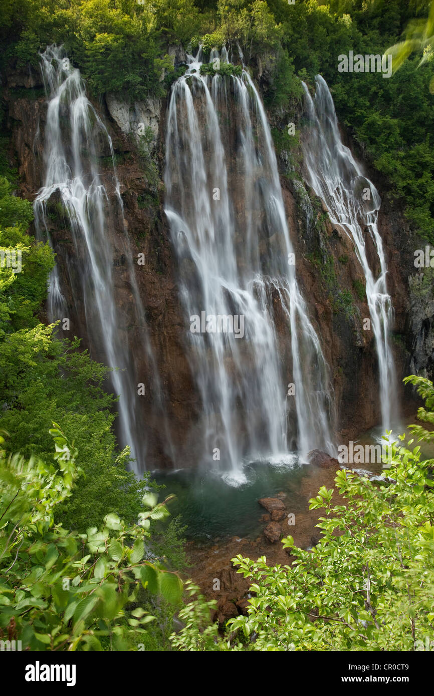 Large Waterfall, Plitvice Lakes National Park, Croatia, Europe Stock Photo