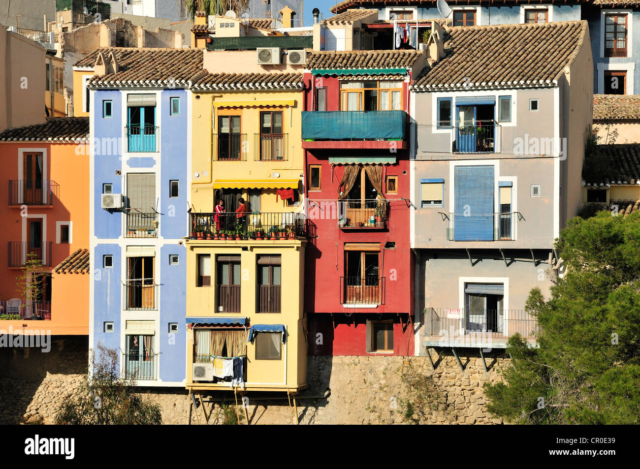 Colourful building facades, Villajoiosa, Costa Blanca, Spain, Europe Stock Photo