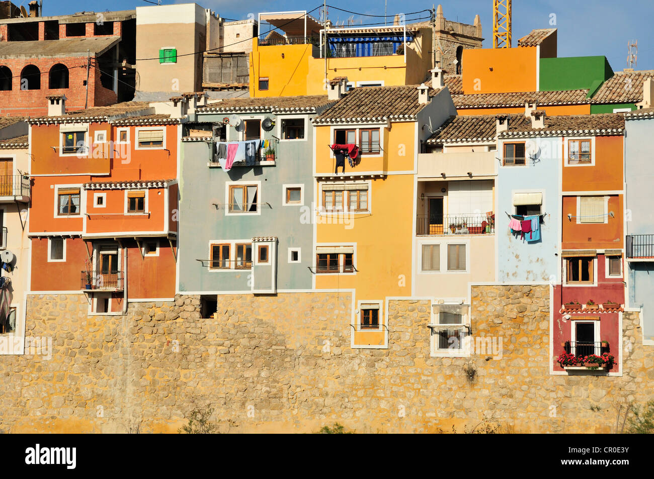 Colourful building facades, Villajoiosa, Costa Blanca, Spain, Europe Stock Photo
