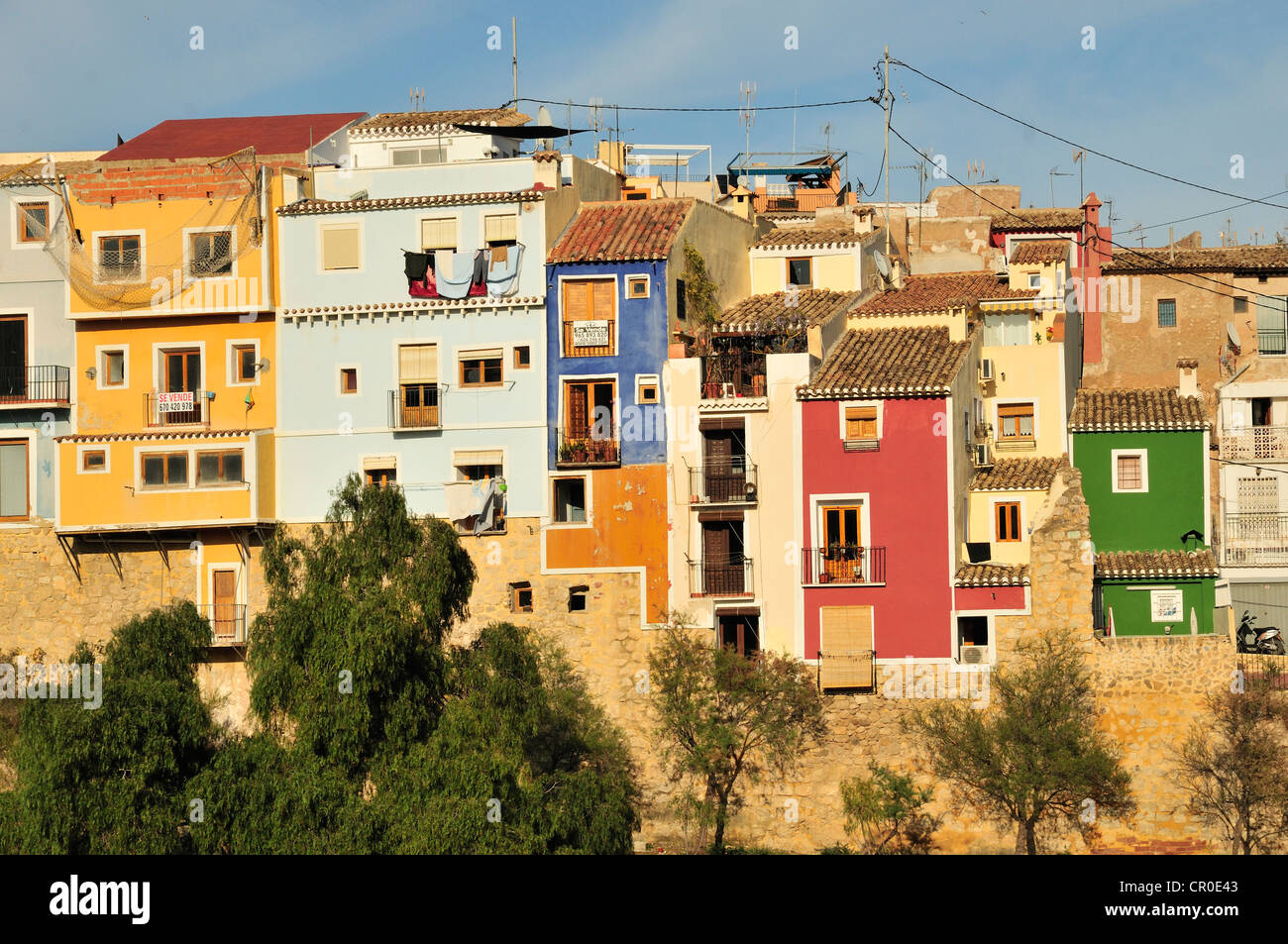 Colourful building facades, Villajoiosa, Costa Blanca, Spain, Europe Stock Photo