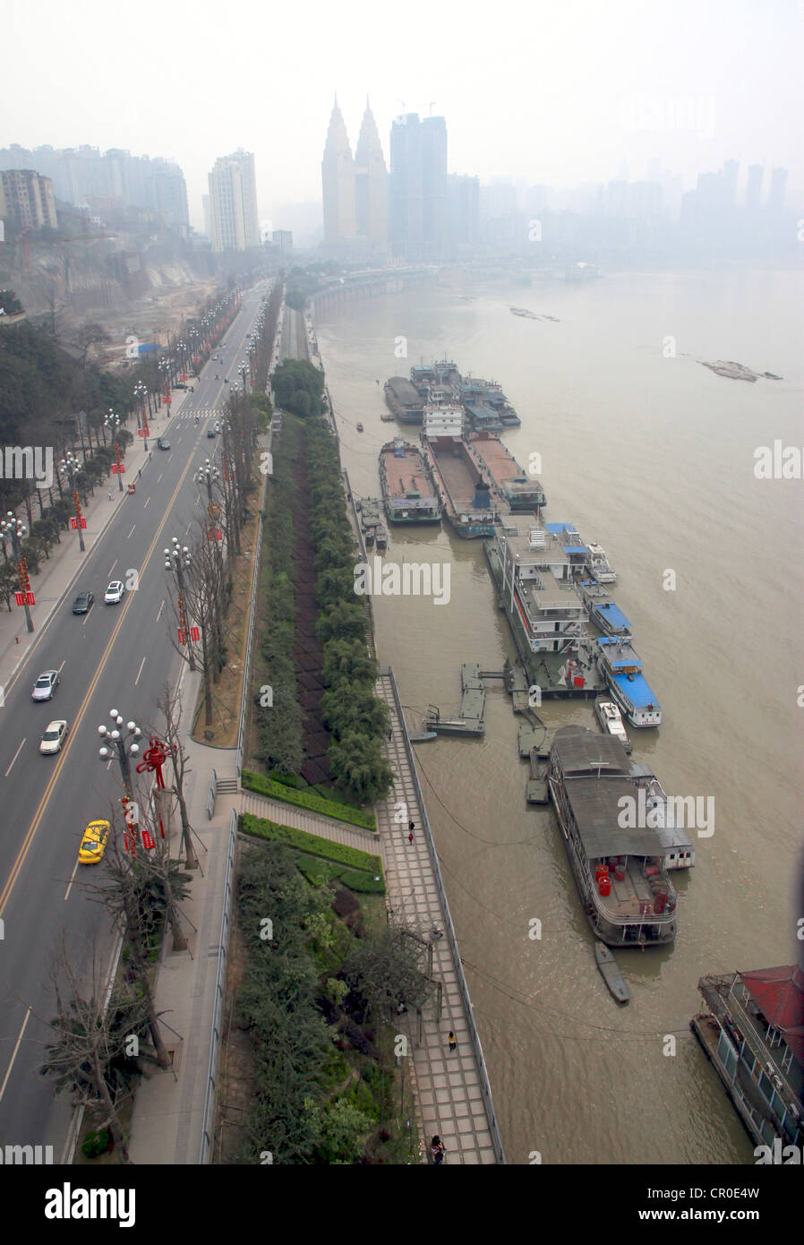 A view of the city of Chongqing and the Yangtze river in China Stock Photo