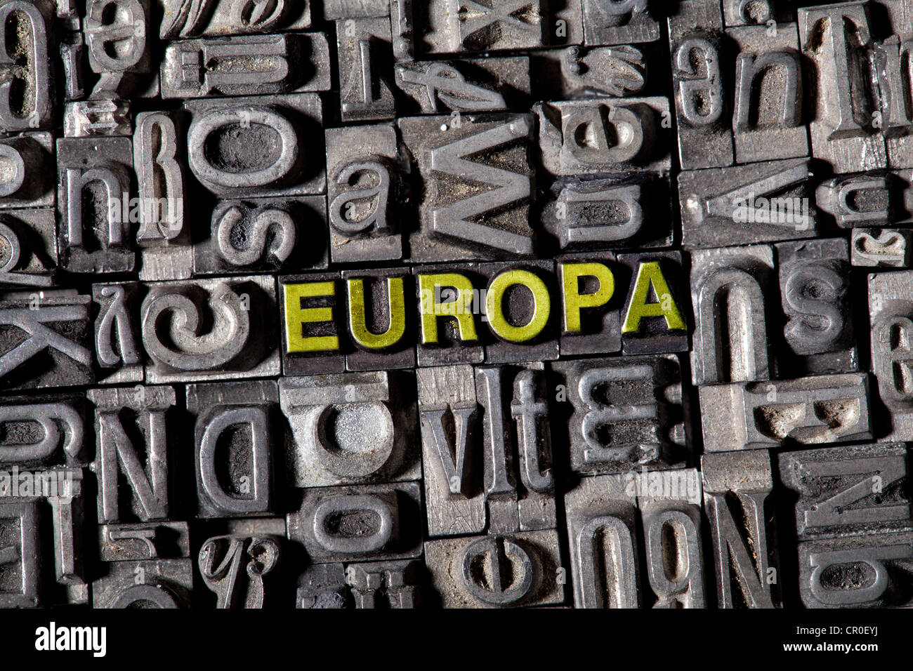 The word 'Europa', made of old lead type Stock Photo