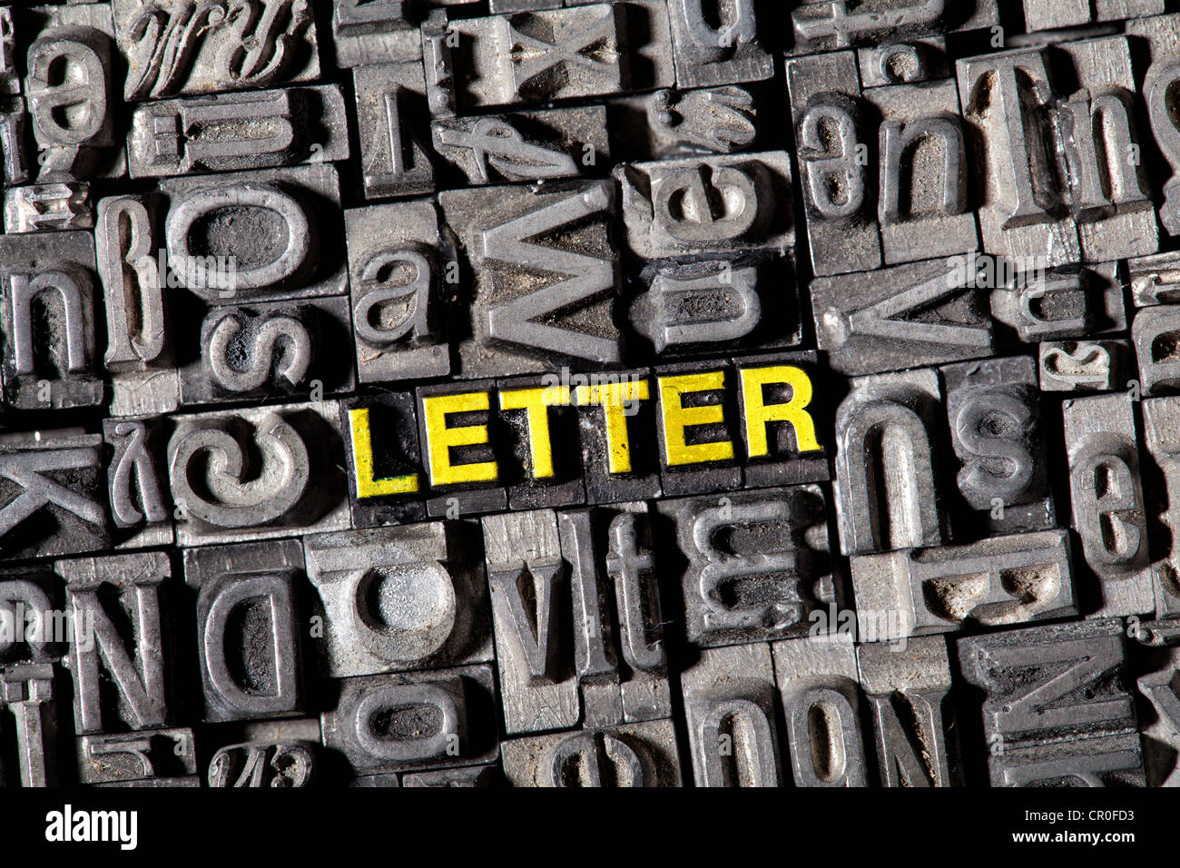The word "letter", made of old lead type Stock Photo