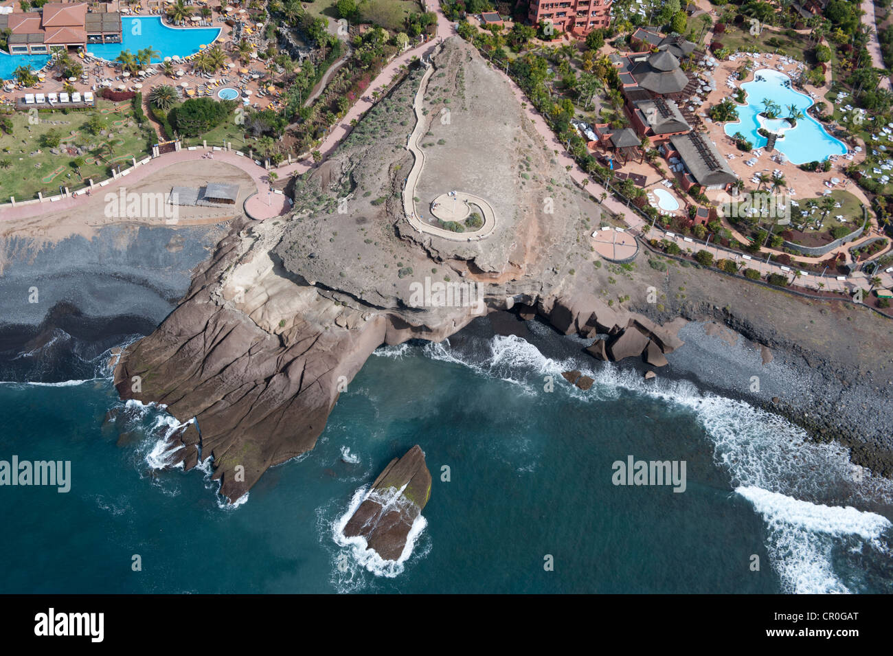 Aerial view, beach of Playa Paraiso, South Coast, Tenerife, Spain ...