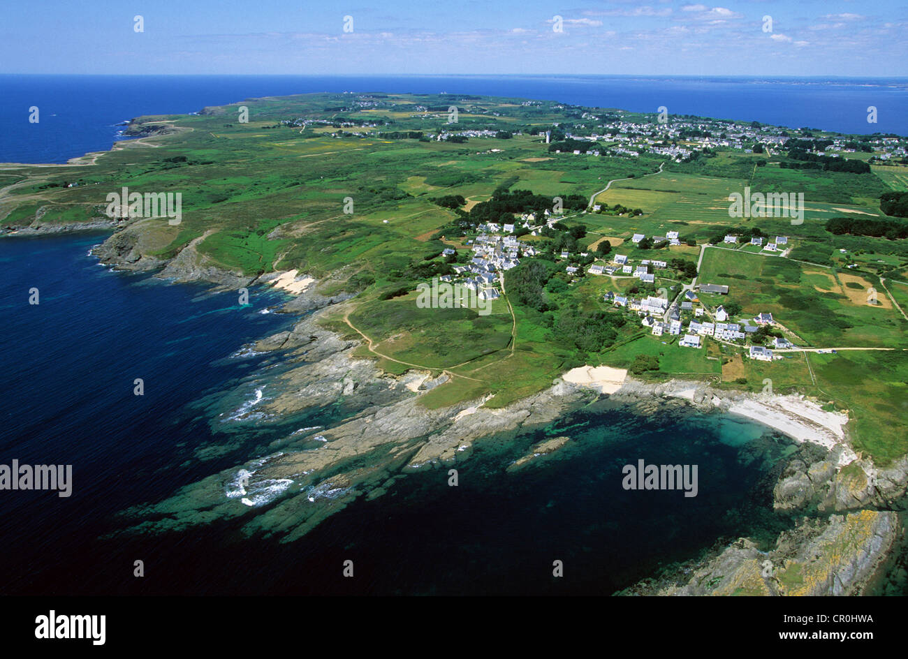 France, Morbihan, Ile de Groix (aerial view) Stock Photo
