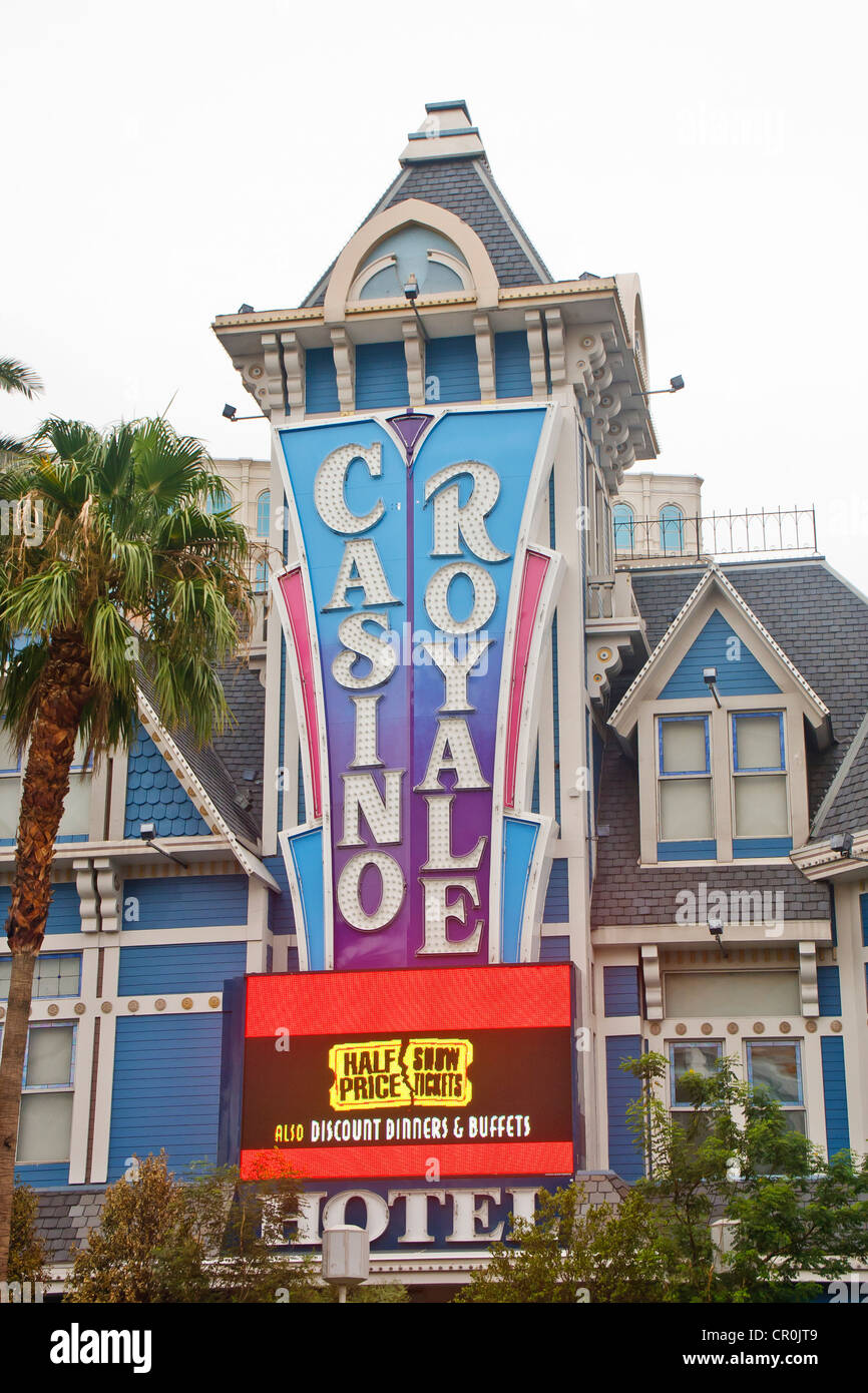 Colorful front of Casino Royale hotel and casino in Las Vegas Stock Photo
