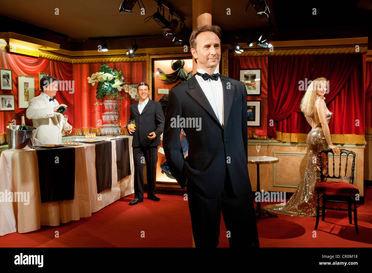 France, Paris, Musee Grevin, Faudel, Thierry Lhermitte, Arielle Dombasle Stock Photo