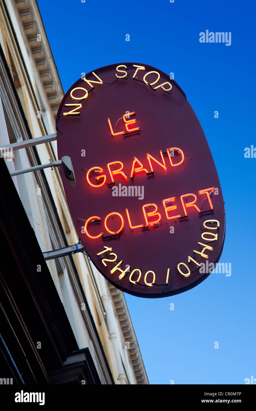 France, Paris, Passage Colbert, Le Grand Colbert Restaurant Stock Photo