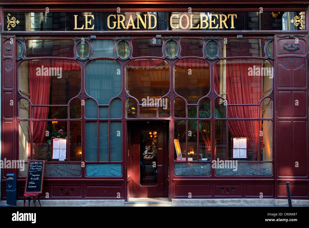 France, Paris, Passage Colbert, Le Grand Colbert Restaurant Stock Photo