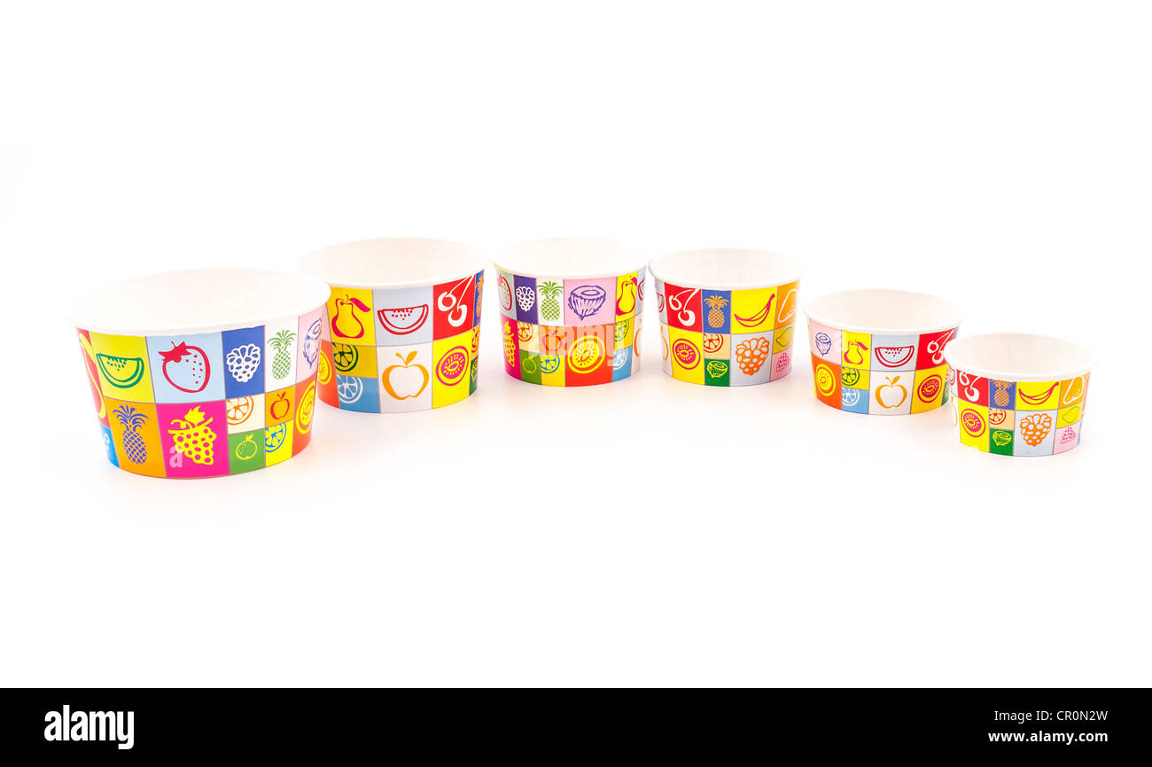 Ice cream paper cups isolated on white backgrounds Stock Photo