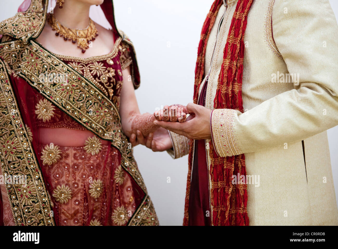 Bride and groom in traditional Indian wedding clothing Stock Photo
