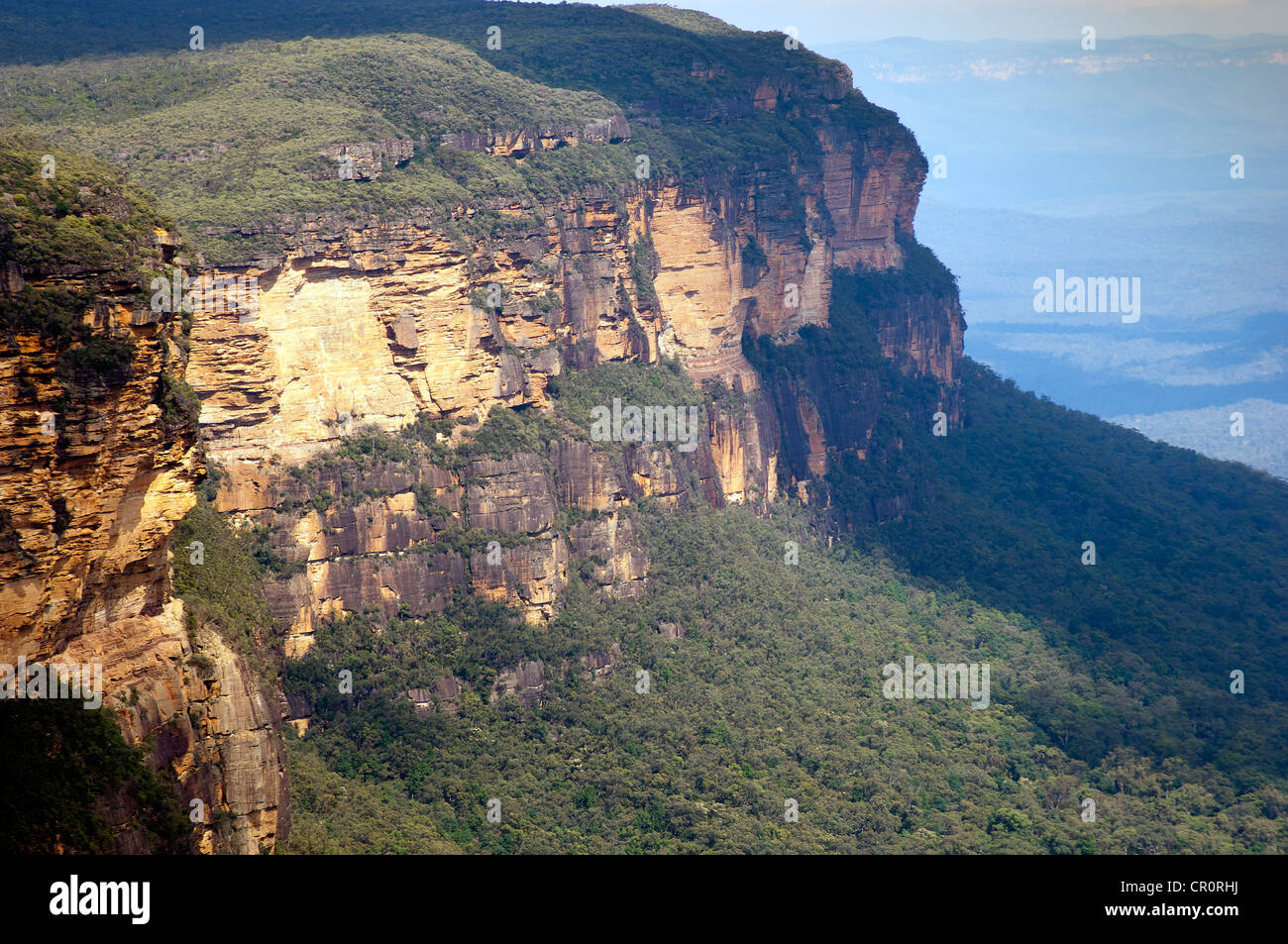 Blue Mountains, Australia near Sydney features deep gorges and rock faces Stock Photo