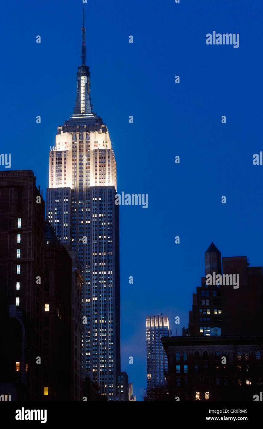 USA, New York, New York City, Empire State Building at dusk Stock Photo ...