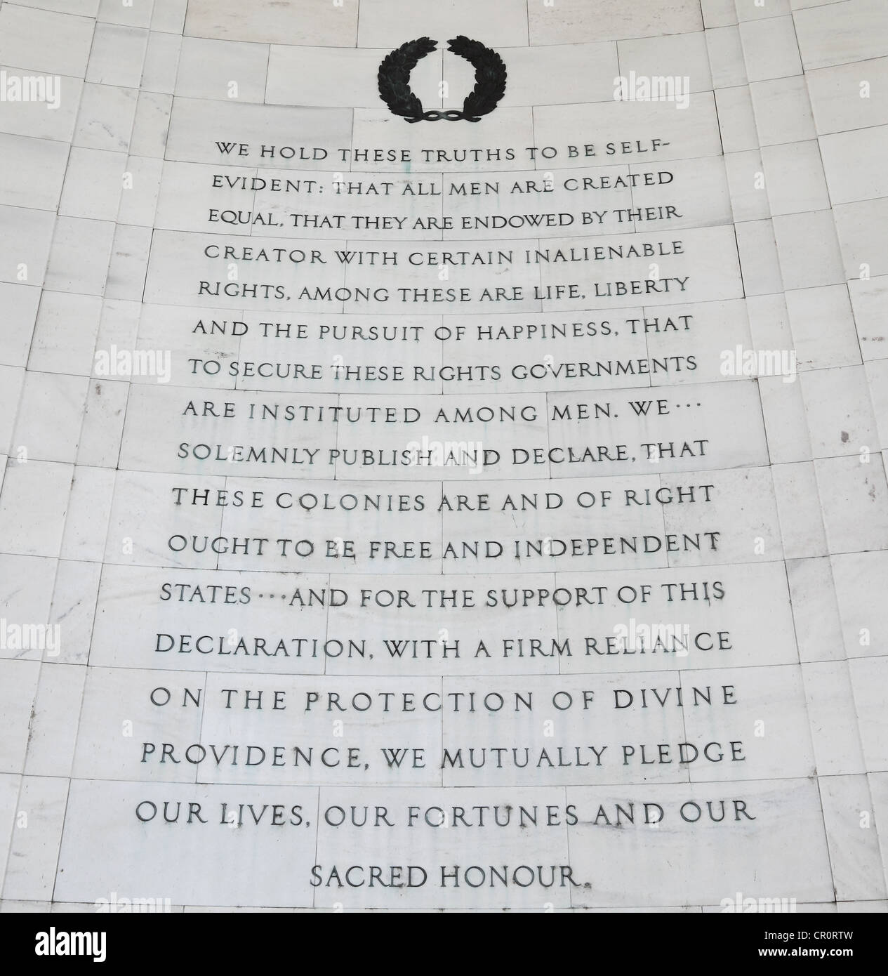 Declaration of Independence Inscription on the southwest quadrant of