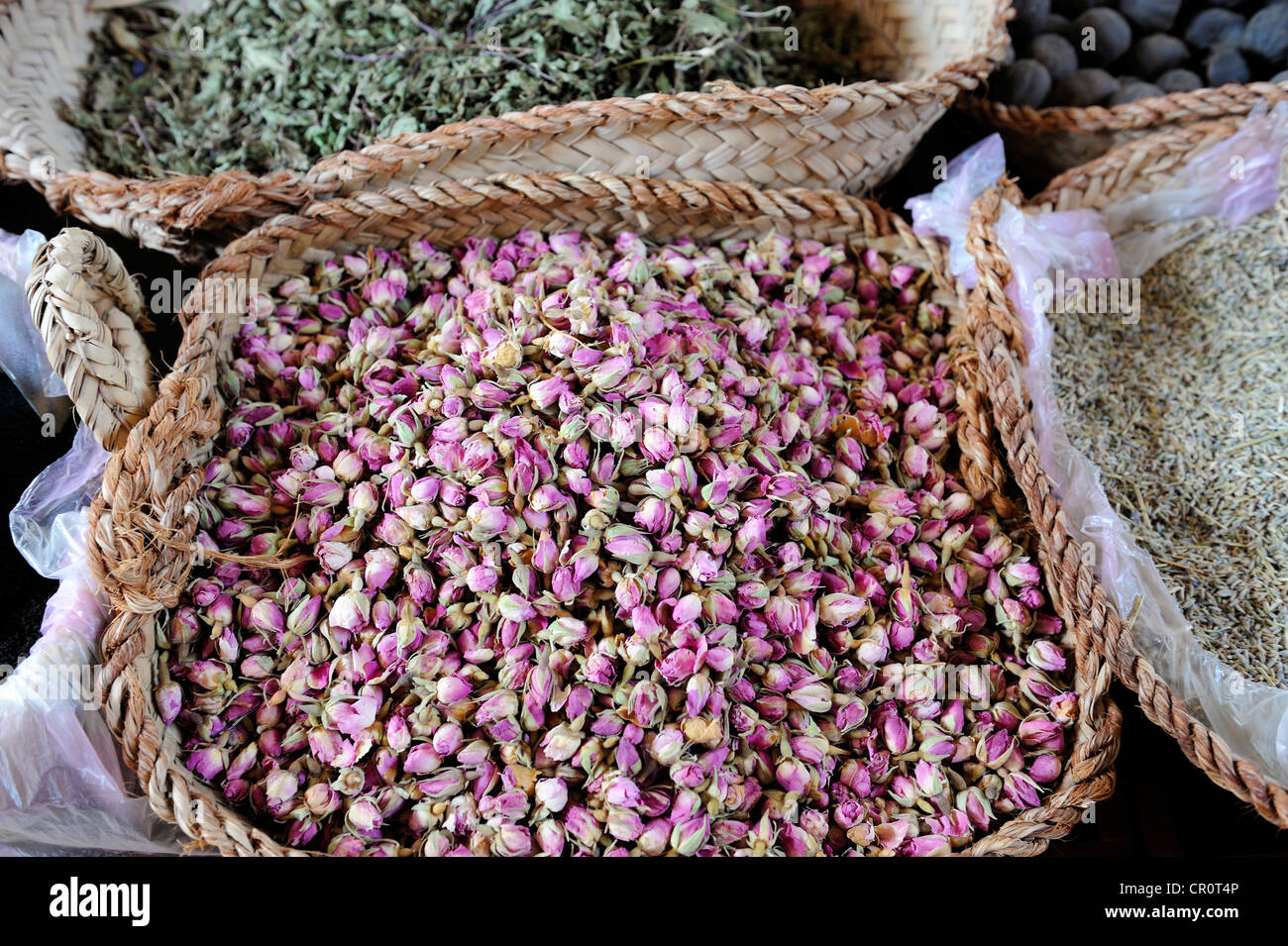 Dried rose petals, spice souk, Dubai, United Arab Emirates, Arabia, Middle East, Orient Stock Photo