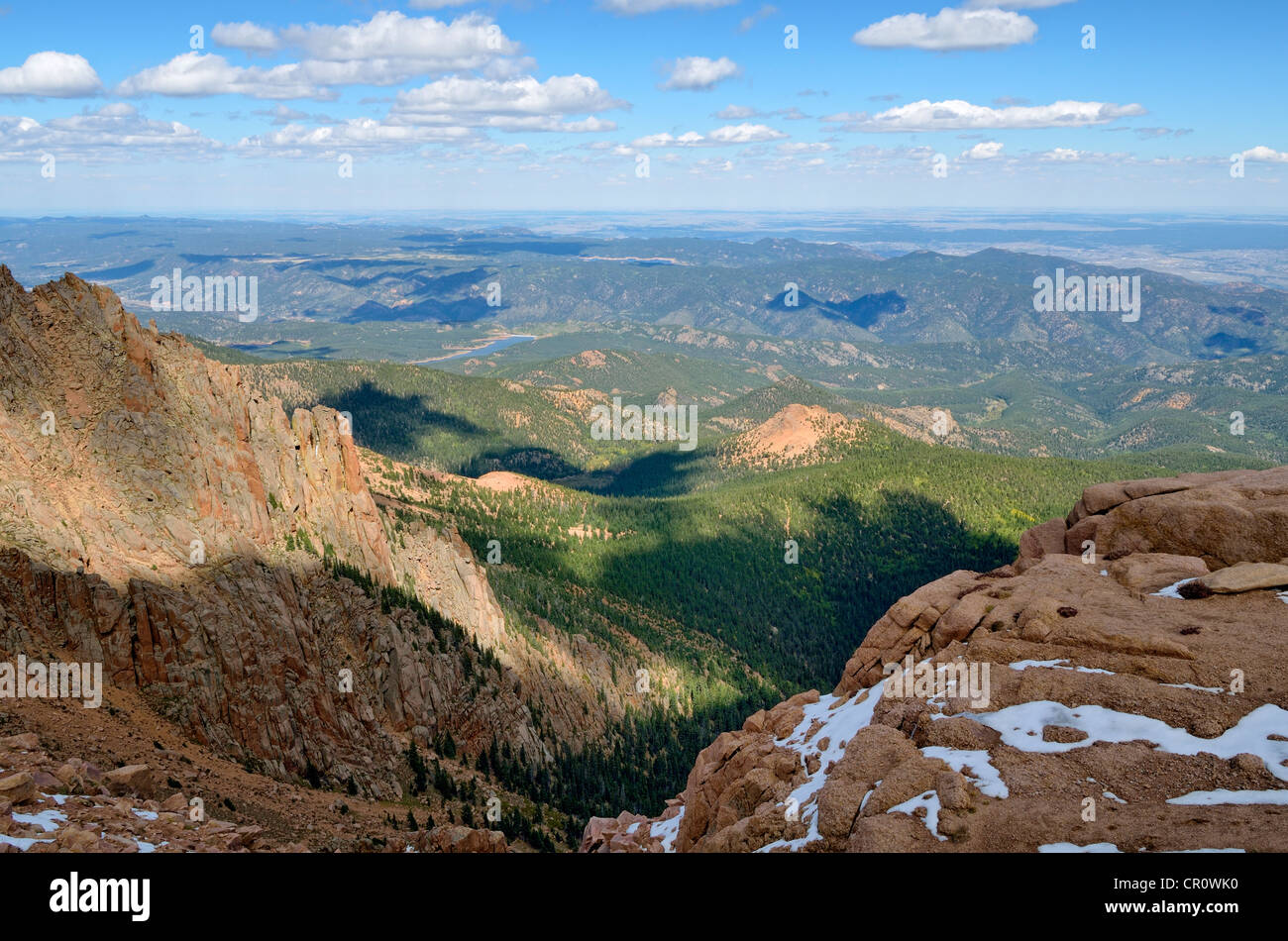 View from Pikes Peak Highway to the Pike National Forest, Colorado Springs, Colorado, USA Stock Photo