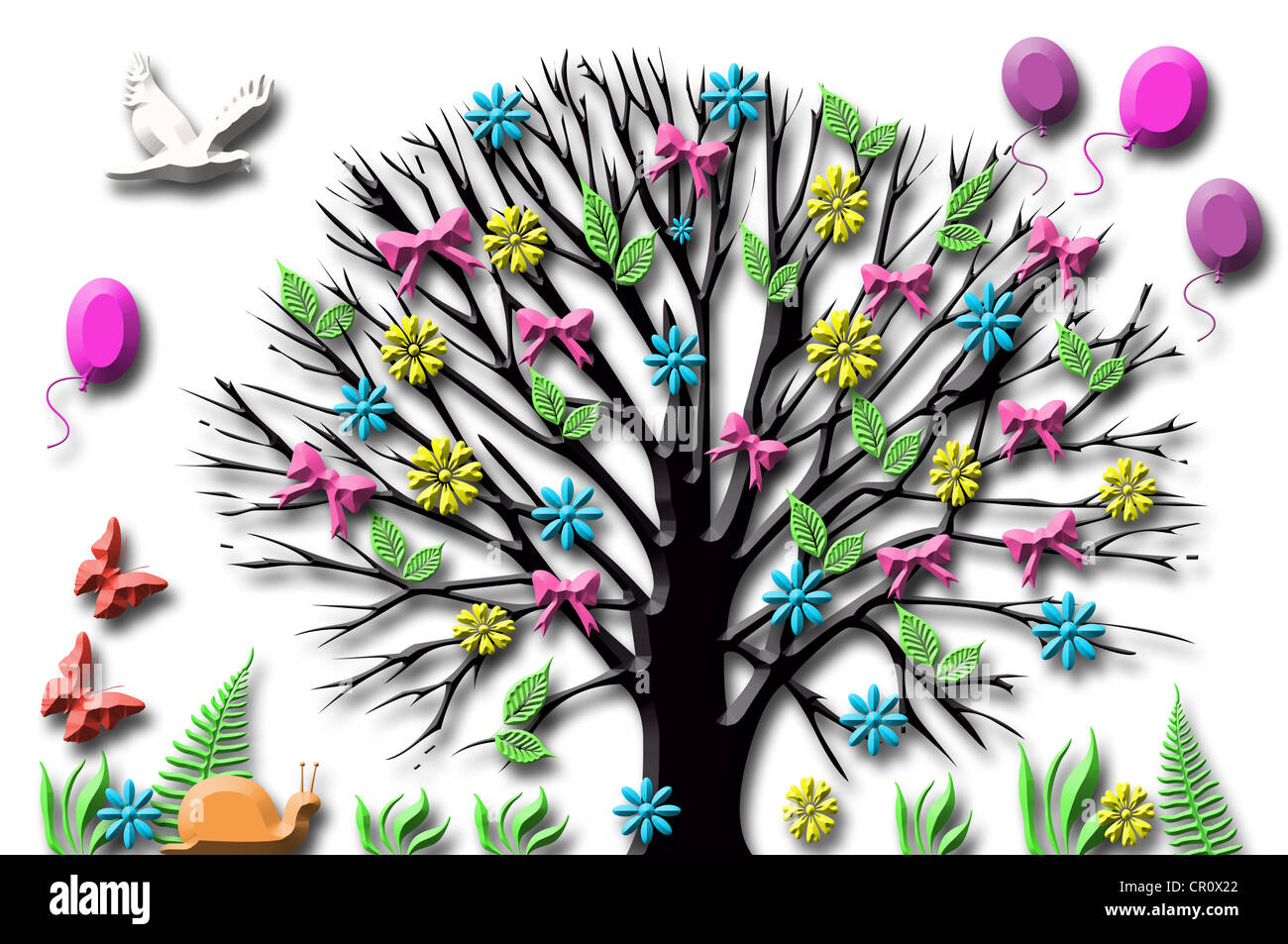 Summer tree, illustration Stock Photo