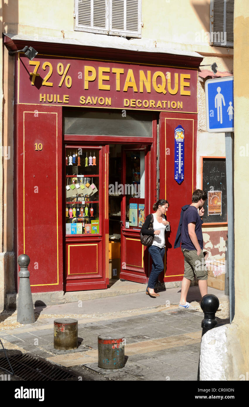 Souvenir Shop or Gift Shop 'Petanque' and Couple of Tourists in the Panier  District of Marseille or Marseilles Provence France Stock Photo - Alamy