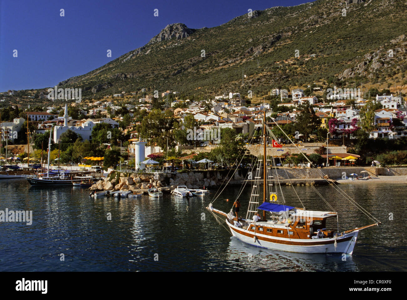 Turkey, Mediterranean region, Turquoise Coast, Lycia, Kalkan, village and fishing harbour Stock Photo
