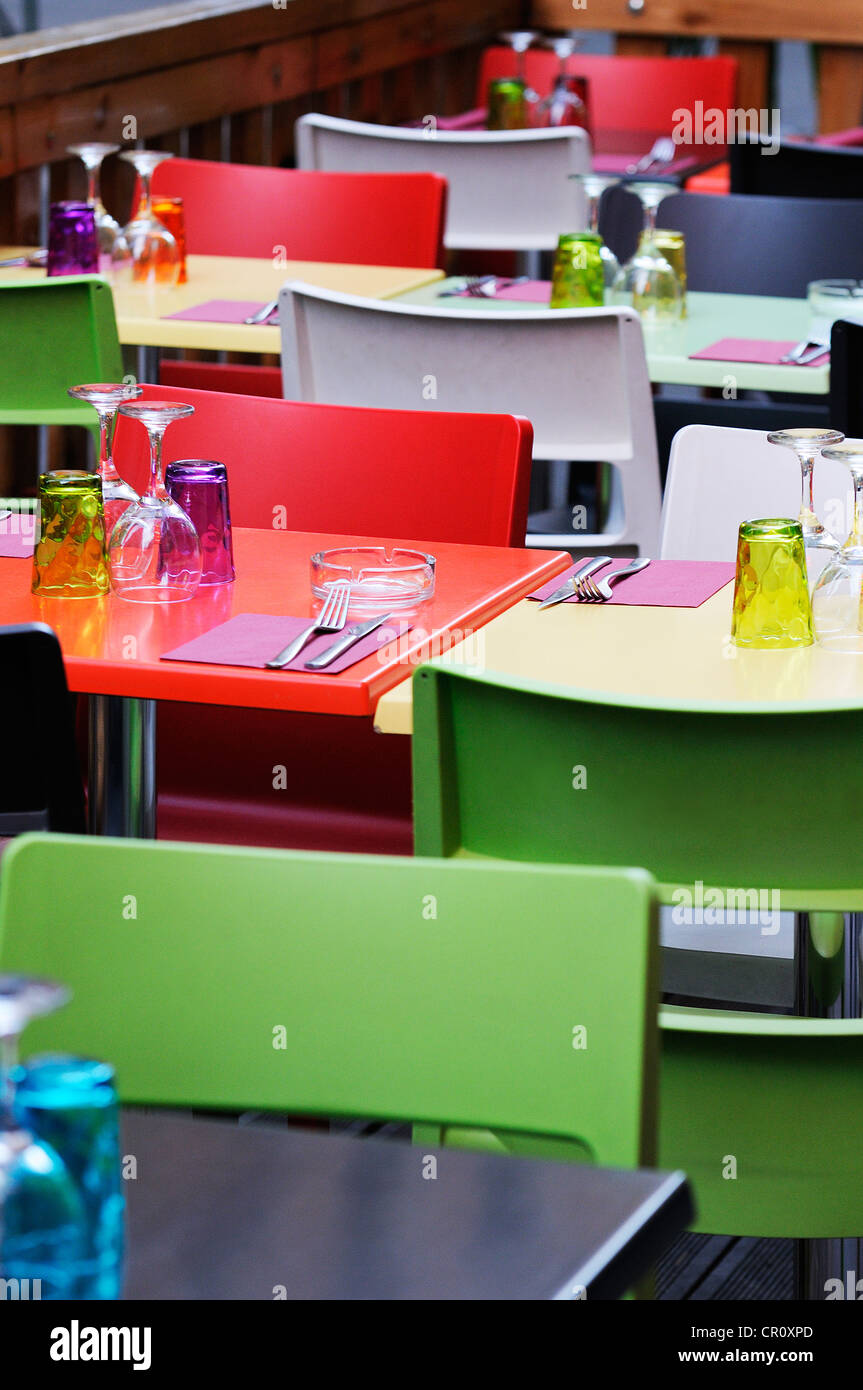 Cafe with chairs on tables hi-res stock photography and images - Alamy