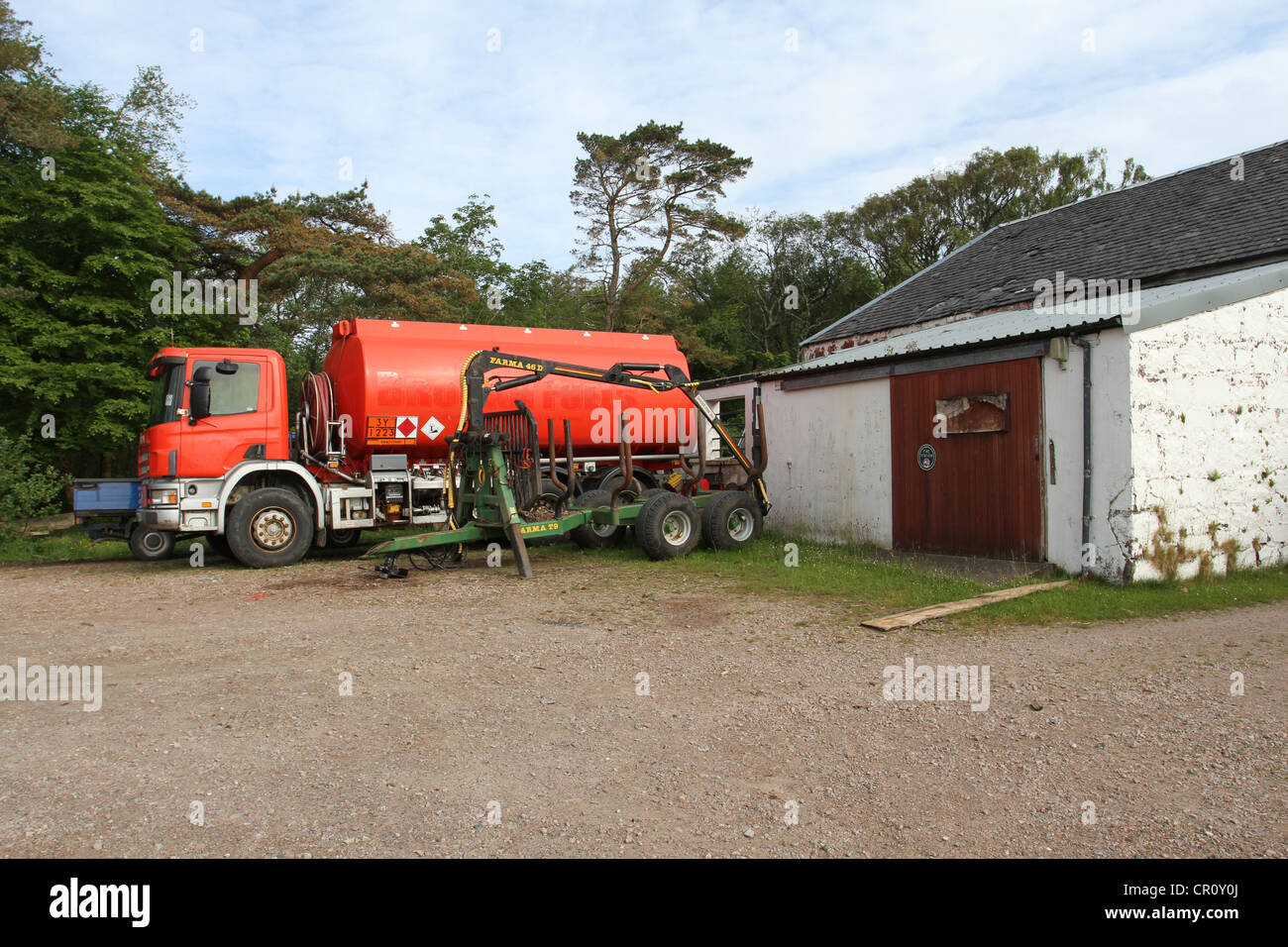 Fuel tanker and fire station Isle of Rum Scotland  June 2012 Stock Photo