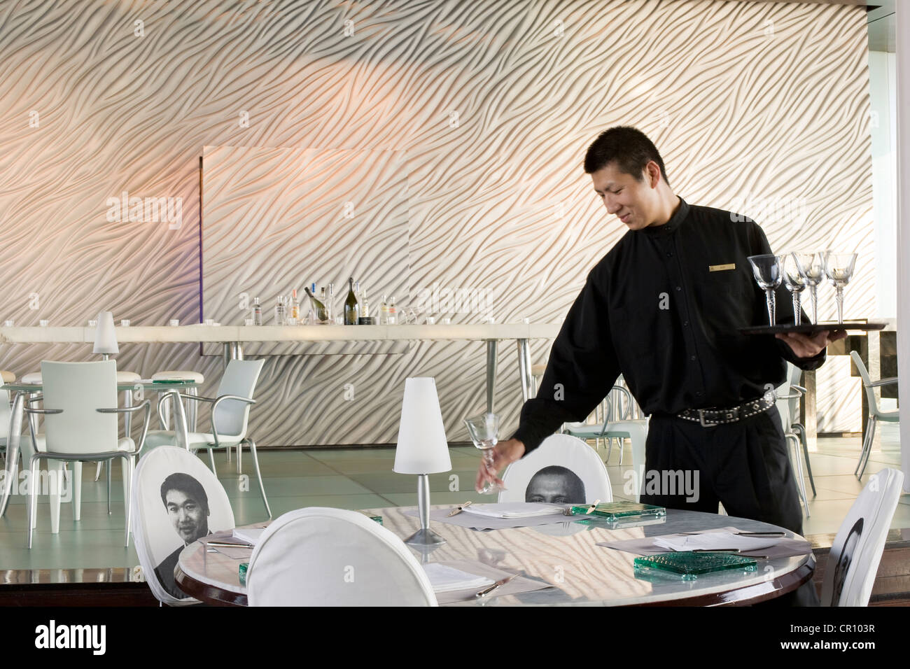 China, Hong Kong, Kowloon, The Peninsula Hotel opened in 1928, Felix restaurant decorated by the designer Philippe Starck Stock Photo