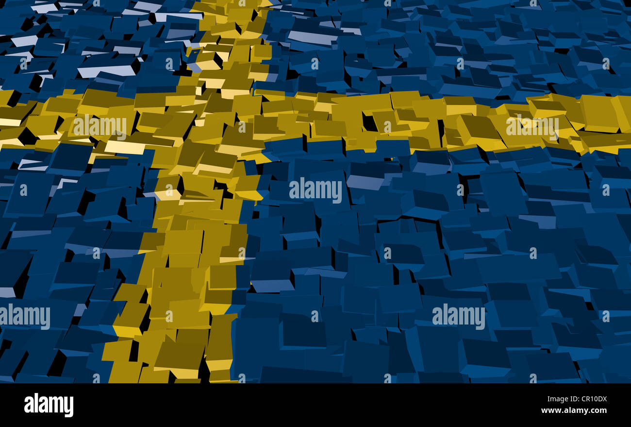 Swedish flag on blocks illustration Stock Photo