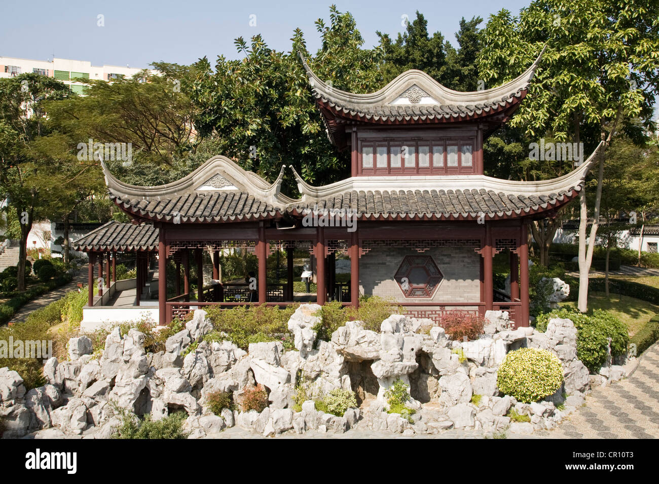 China, Hong Kong, Kowloon, Walled City Park, Chinese Pavilion Stock ...