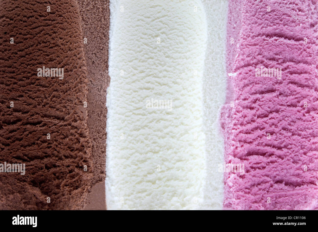Vanilla chocolate and strawberry ice cream background Stock Photo