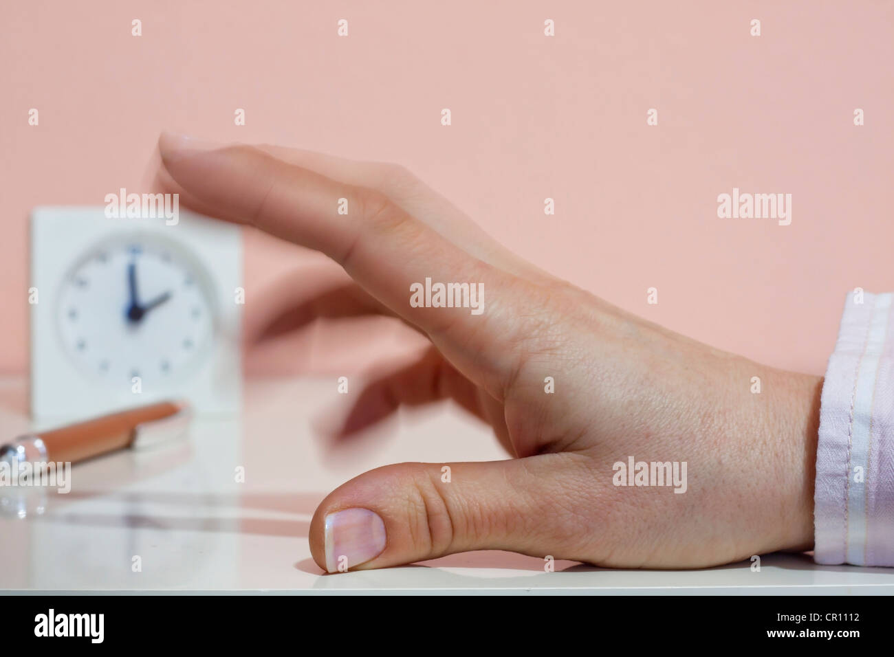 impatience and woman hands moving fingers Stock Photo