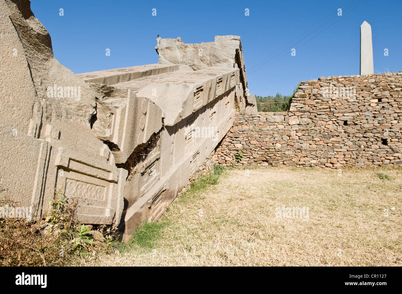 Ethiopia Tigray Region city of Axum ruins of old city listed as World Heritage by UNESCO steles field northern side great stele Stock Photo