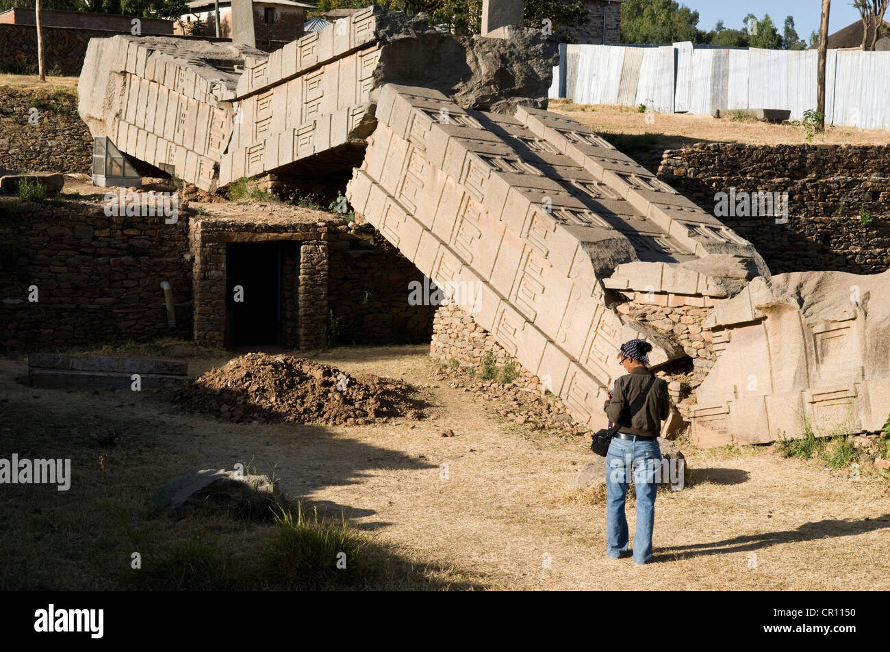 Ethiopia Tigray Region city of Axum ruins of old city listed as World Heritage by UNESCO steles field northern side great stele Stock Photo
