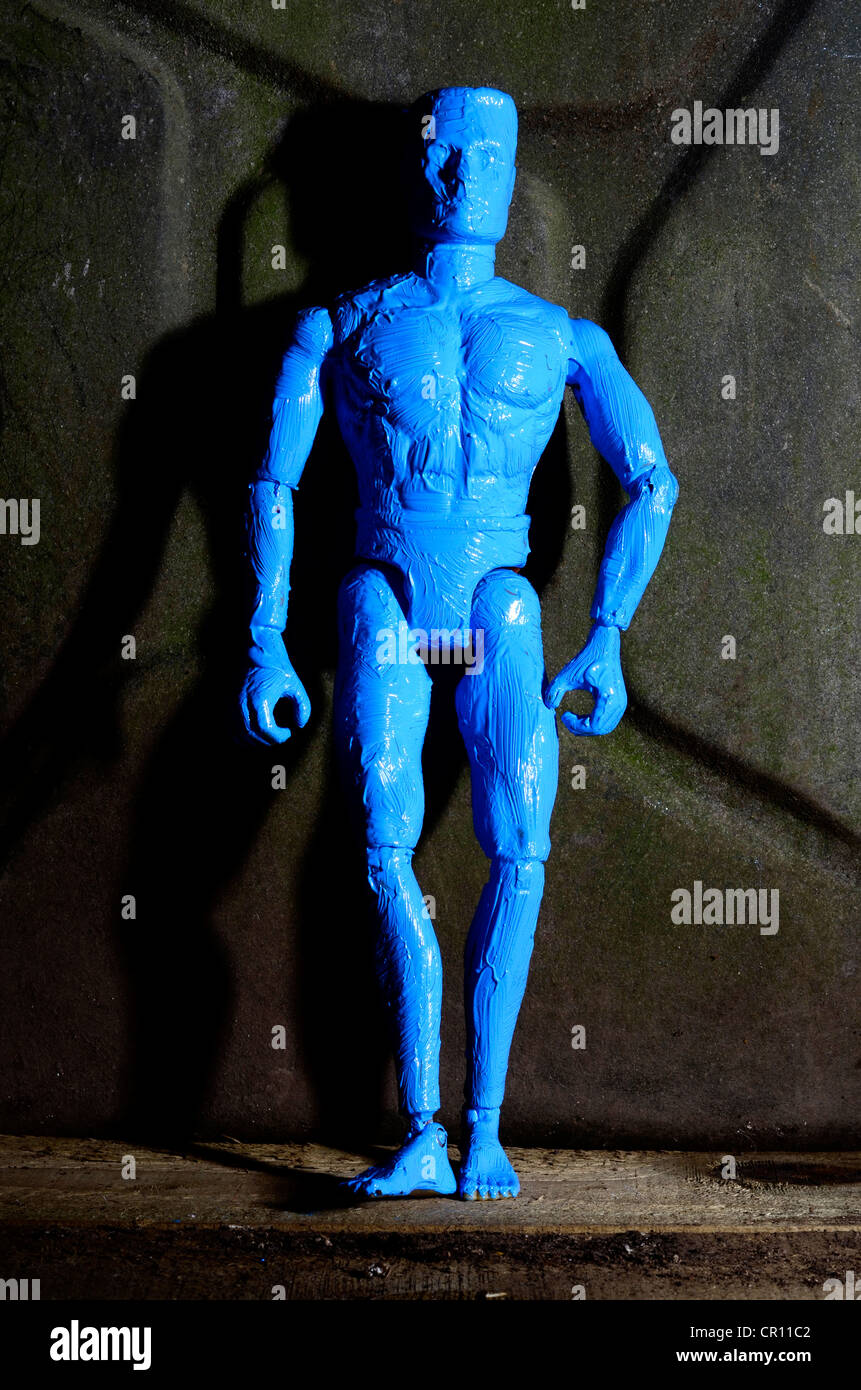 Blue man doll Stock Photo