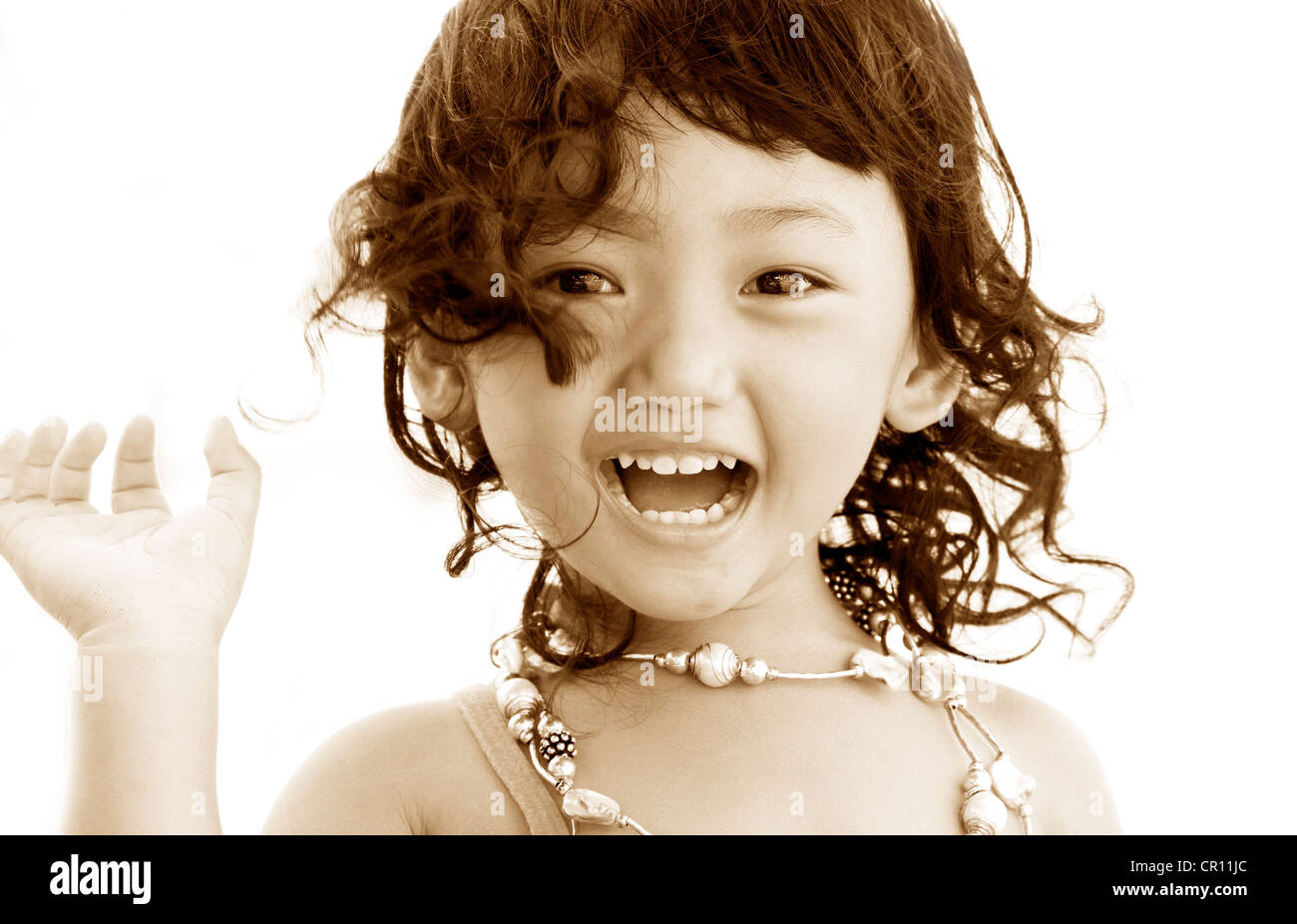 Portrait of the beautiful small Asian girl. Indonesia. Java Stock Photo ...
