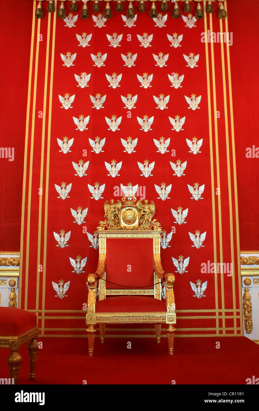 Throne of polish kings in royal castle of Warsaw in Poland Stock Photo