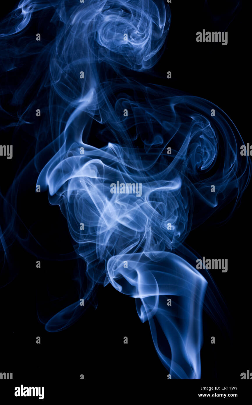 blue abstract smoke on the black background Stock Photo - Alamy