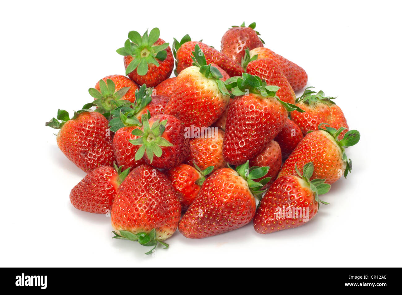 Heap of strawberries on white background Stock Photo
