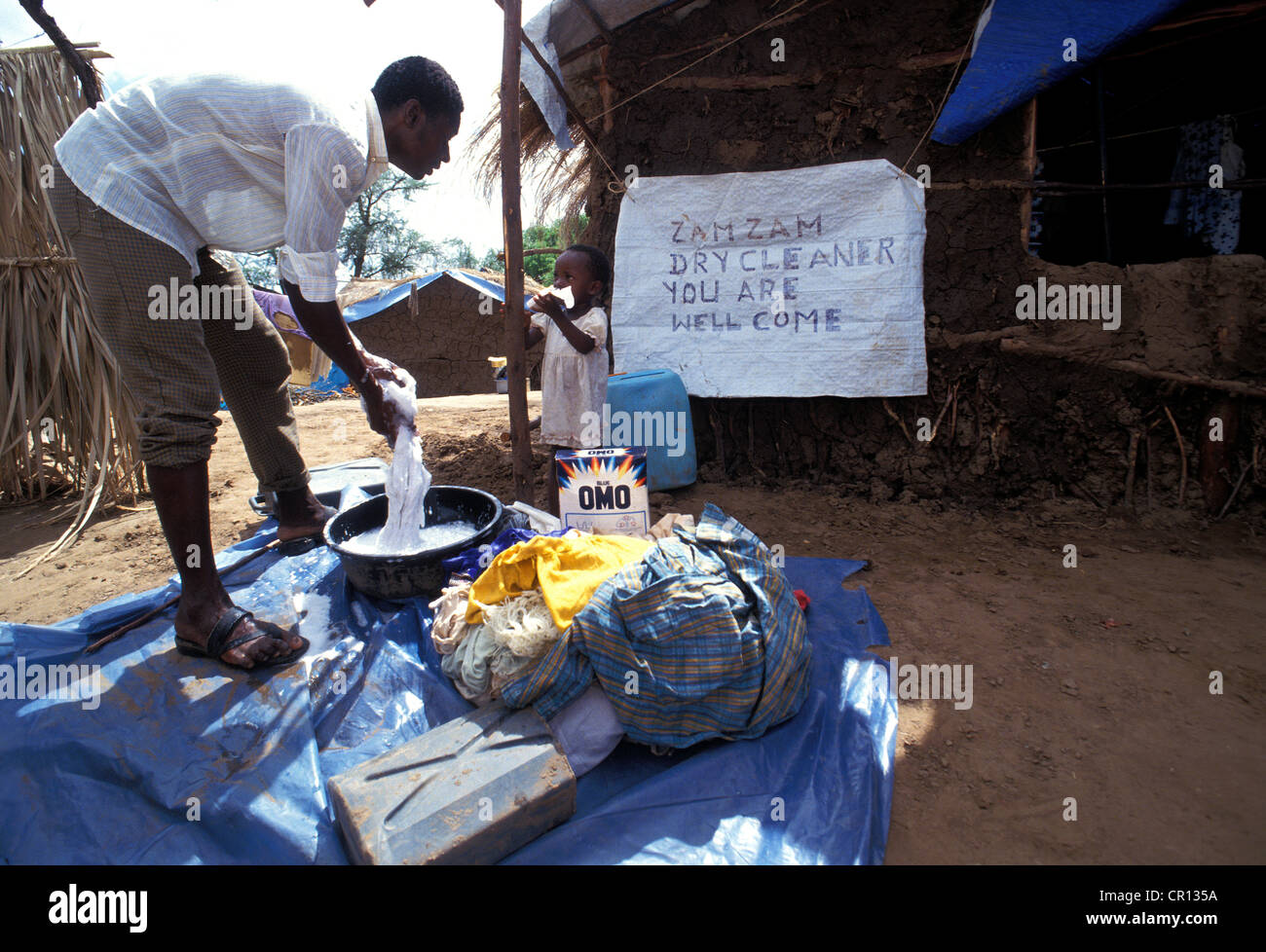 Displaced by the war in southern sudan, Sudanese try to make a new life in Kakuma refugee camp, Northern Kenya. Stock Photo