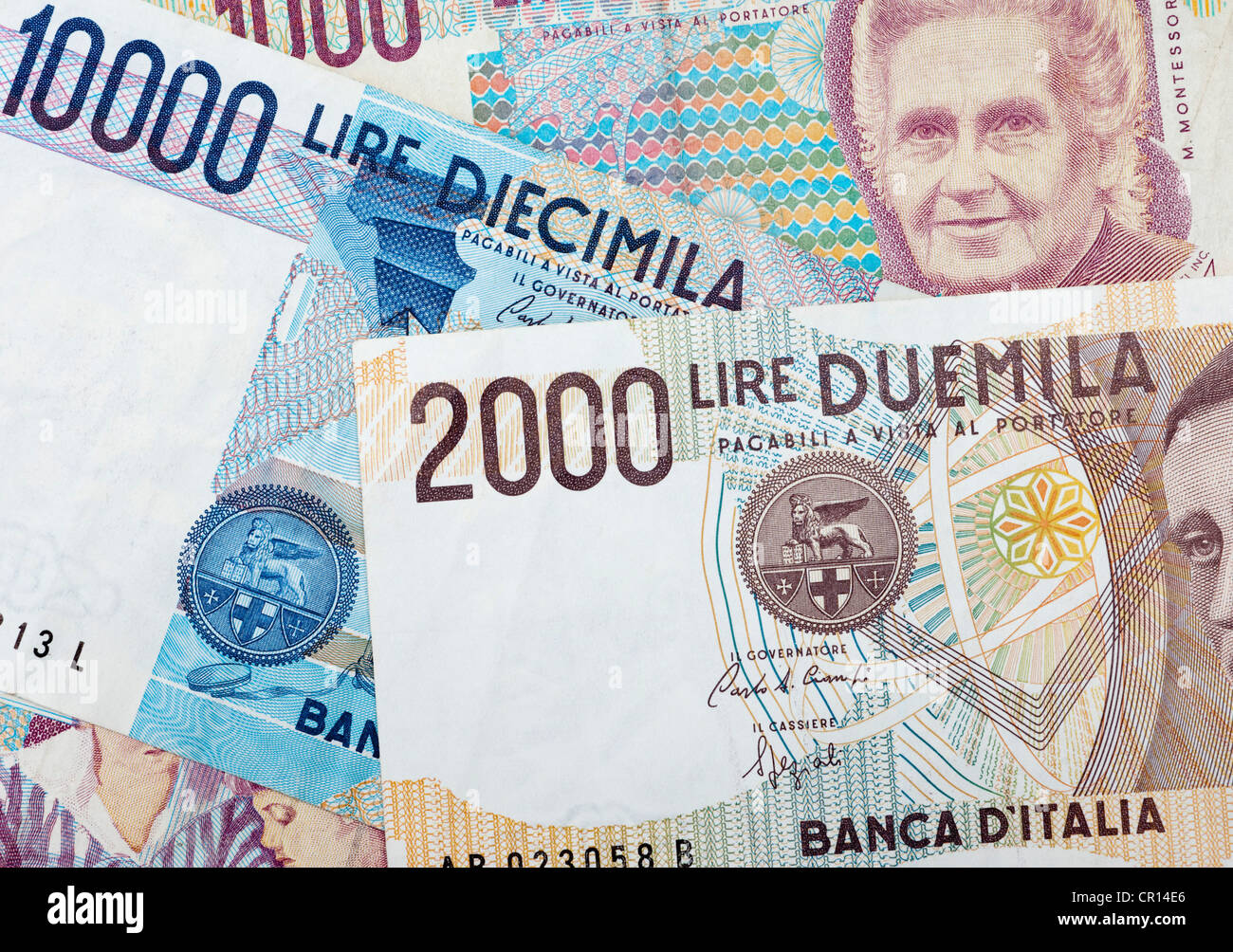 Pre Euro Italian Lire banknotes Stock Photo - Alamy