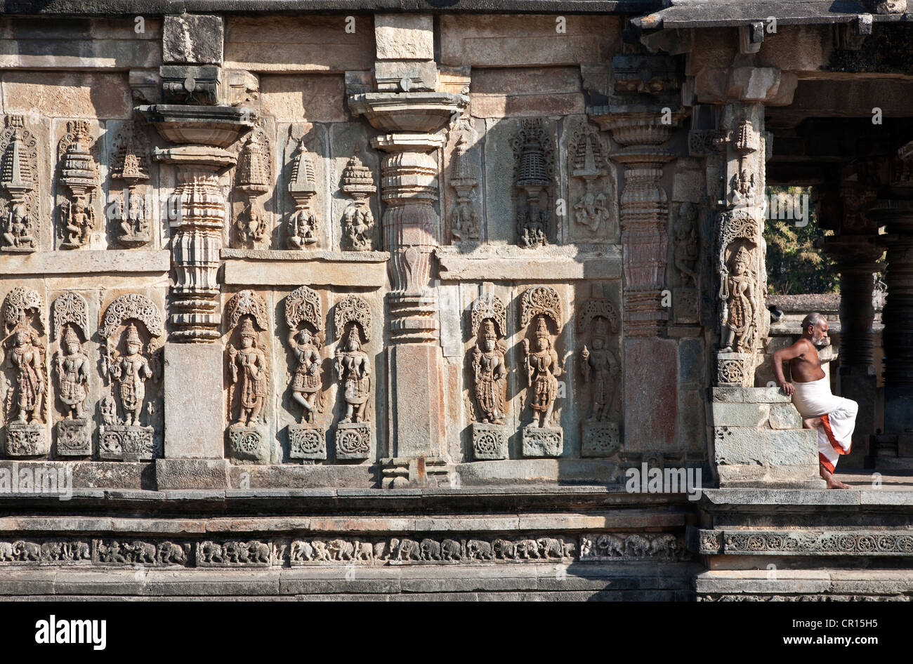 Brahmin (hindu priest). Chennakeshava temple. Belur. India Stock Photo