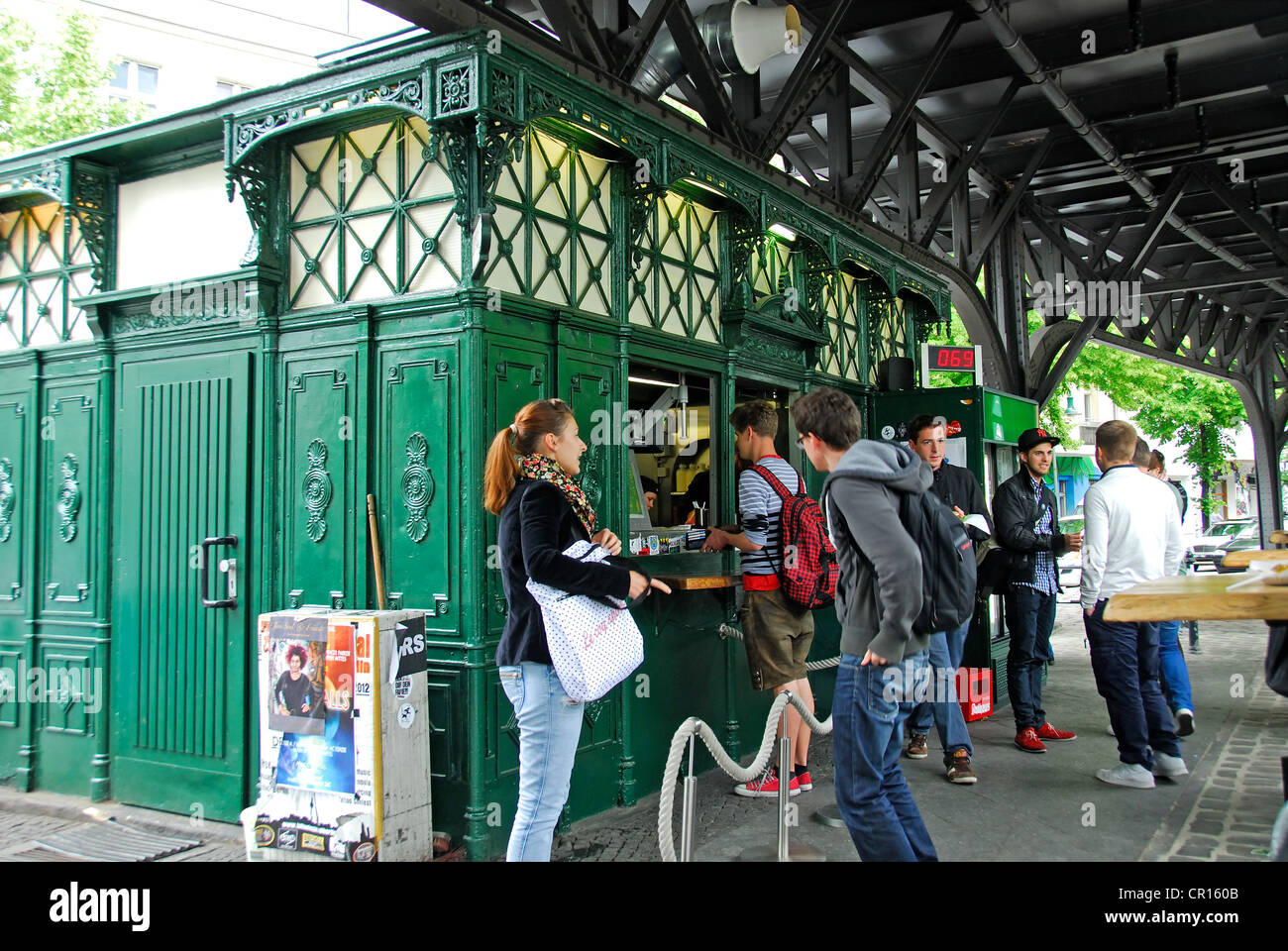 BERLIN, GERMANY. Burgermeister, a popular imbiss serving burgers from a converted public toilet in eastern Kreuzberg. 2012. Stock Photo