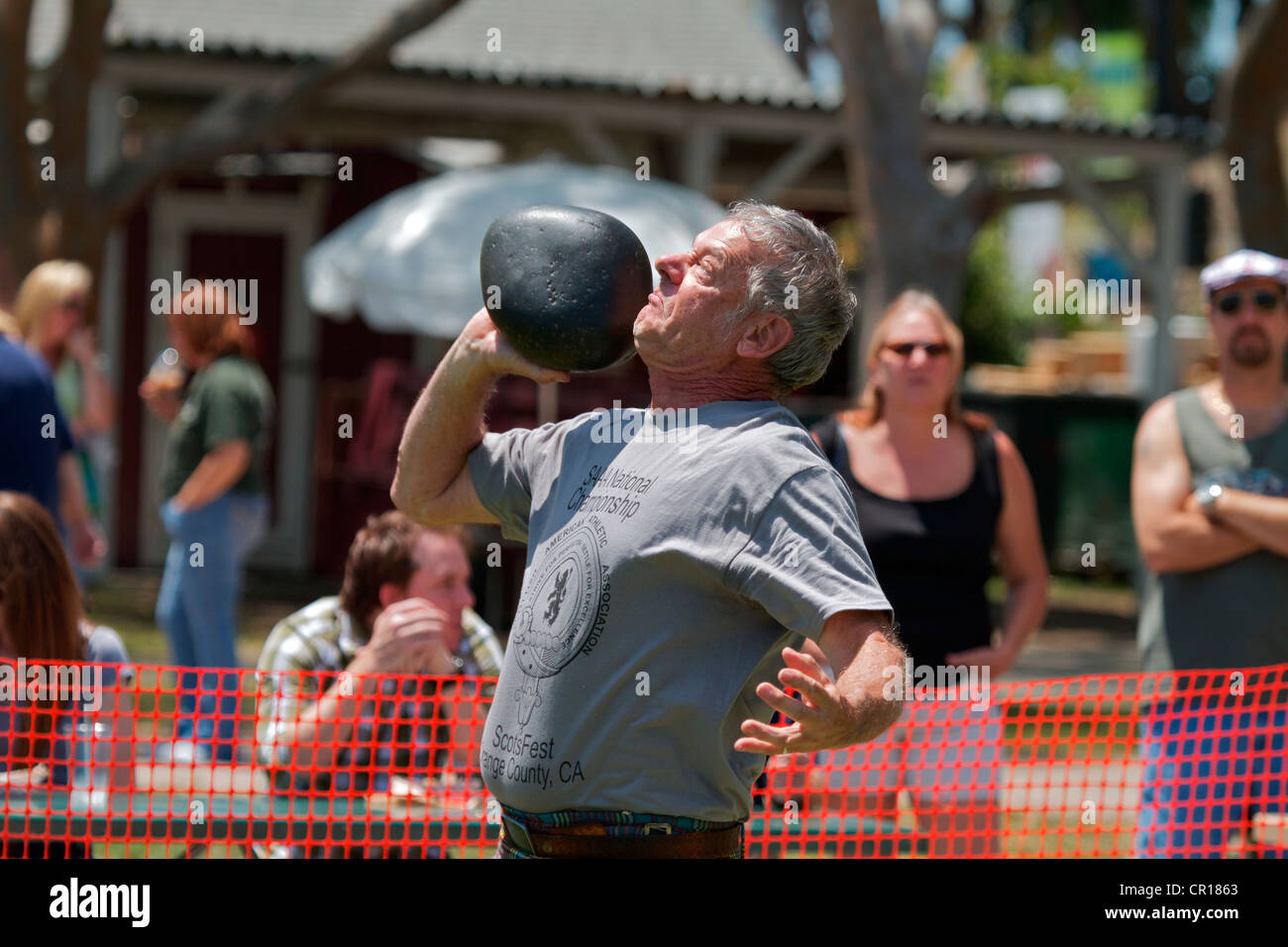 Putting the stone at the Scottish Festival Orange County Fairgrounds
