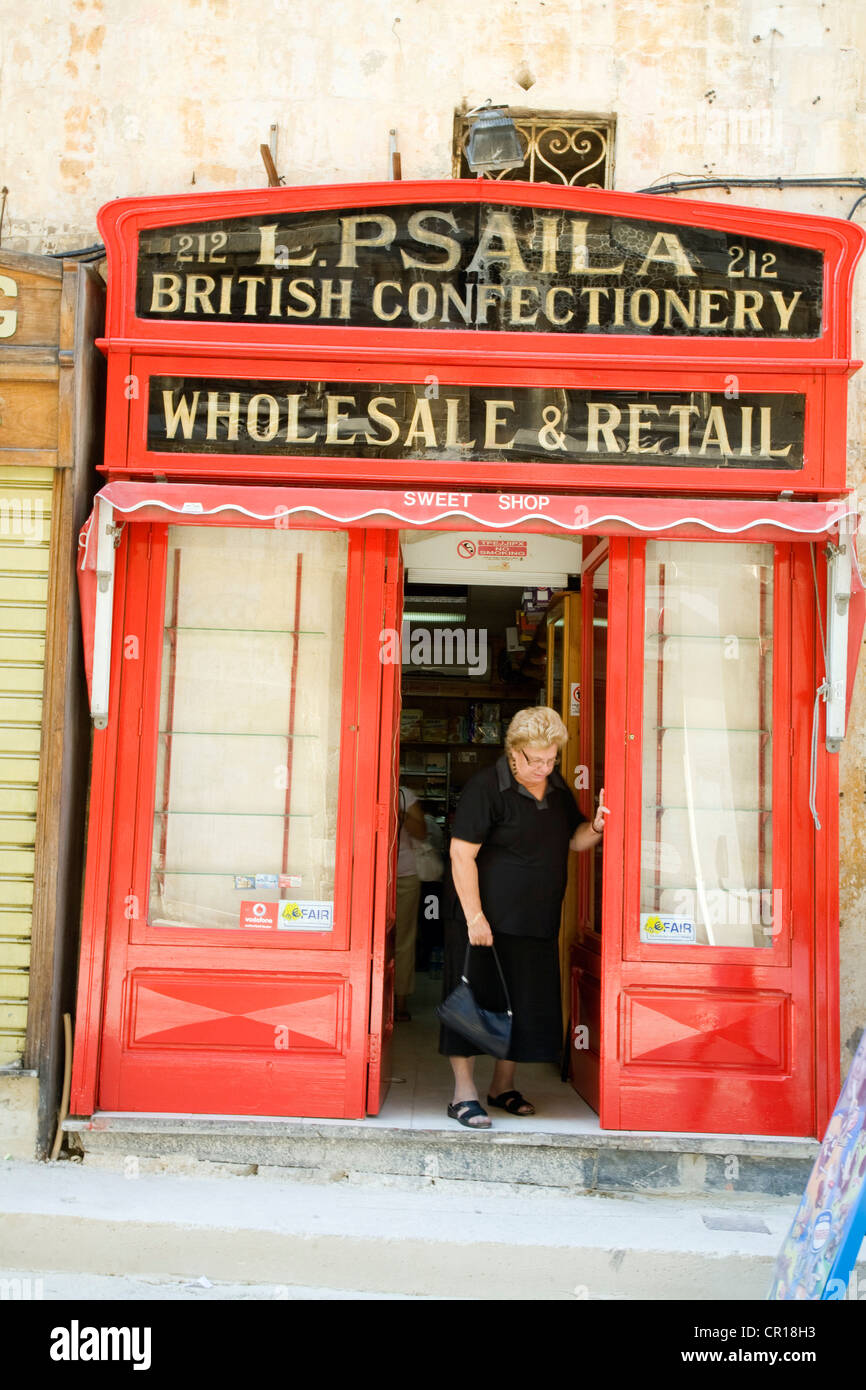Malta, Valletta, listed as World Heritage by UNESCO, English style shop