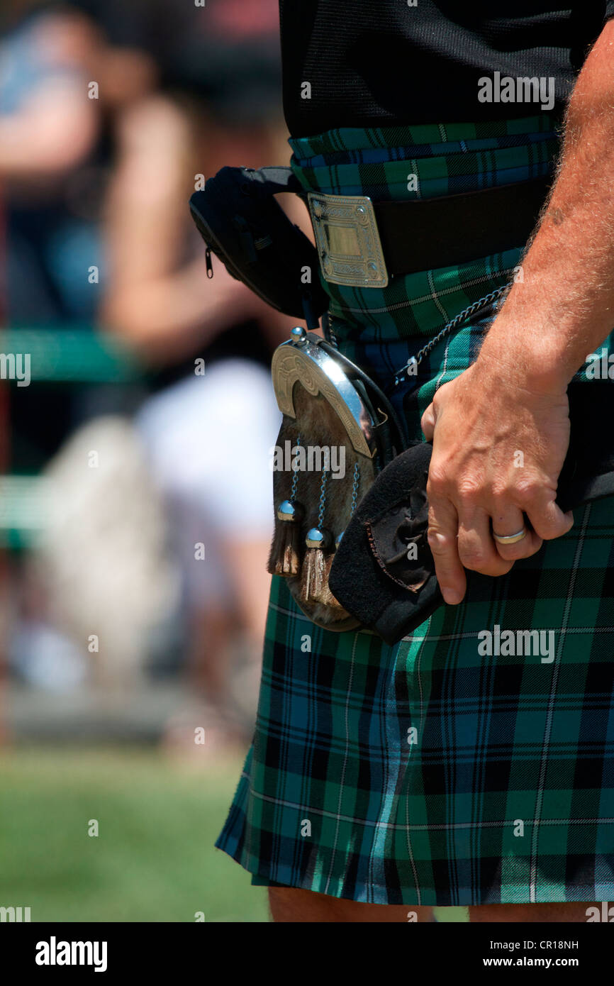 Man in a kilt with sporran Scottish Festival and Highland games Stock Photo