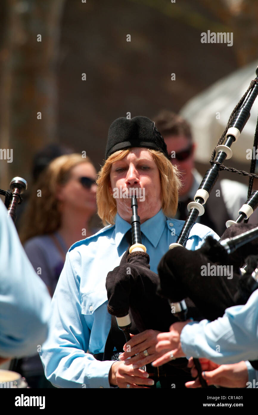 Scottish bagpipers at the Sottish festival and Highland games Costa