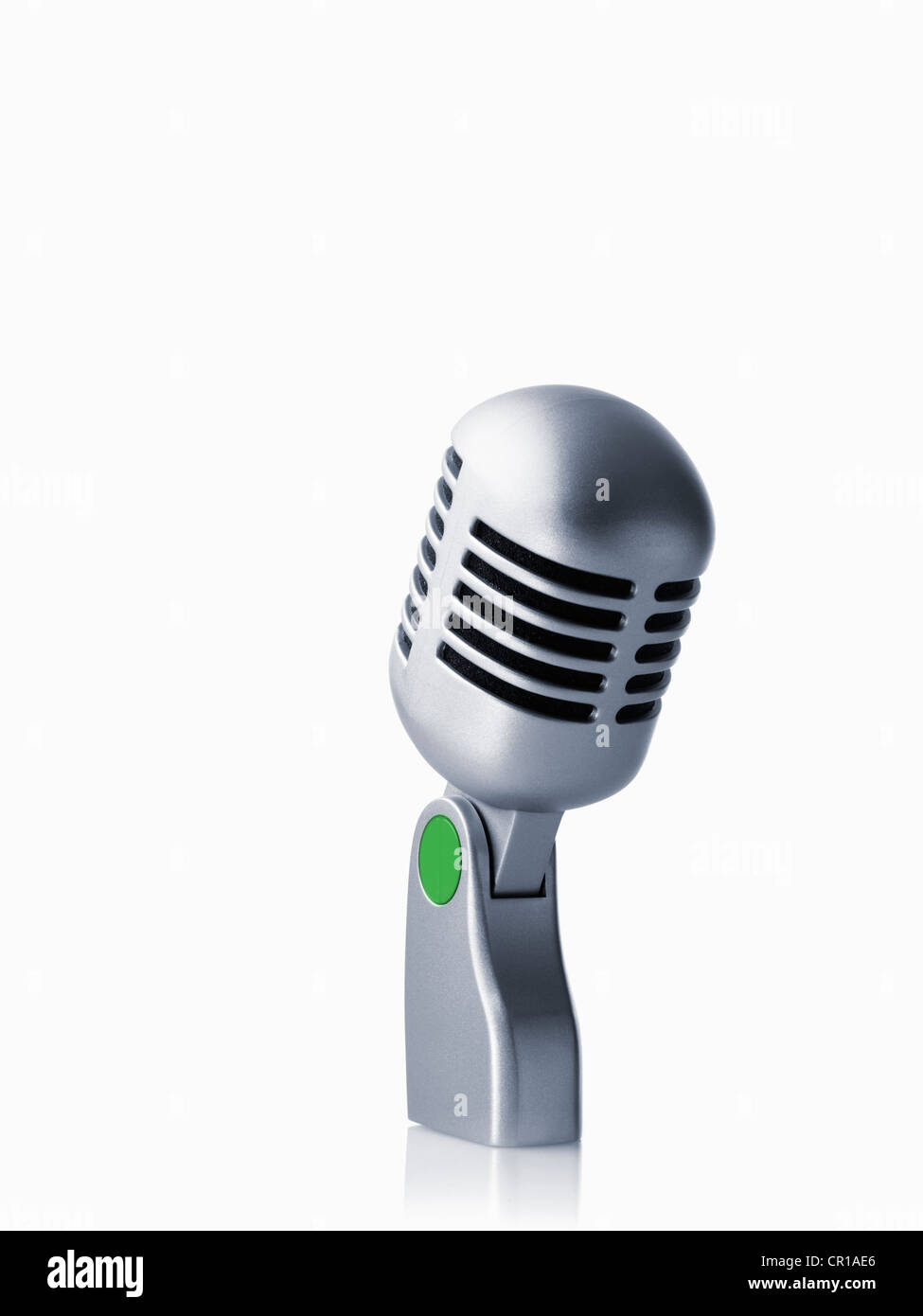 Studio shot of vintage-themed modern microphone on white background Stock Photo
